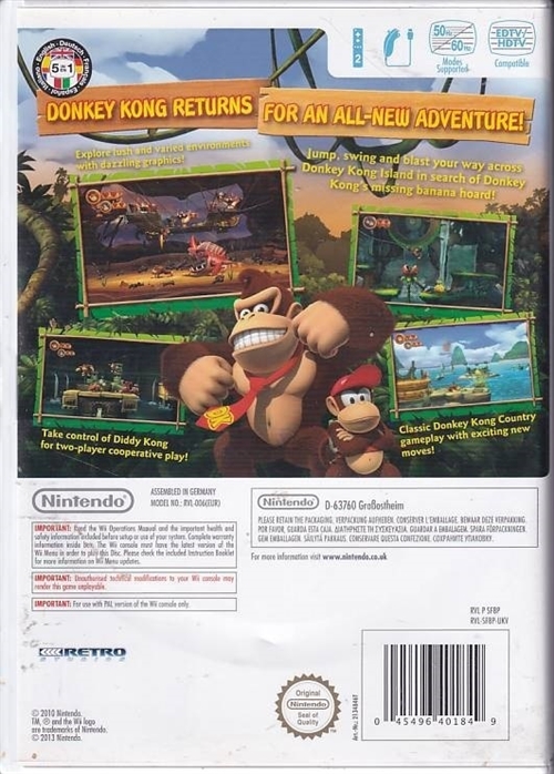 Donkey Kong Country Returns - Nintendo Selects - Nintendo Wii (B Grade) (Genbrug)